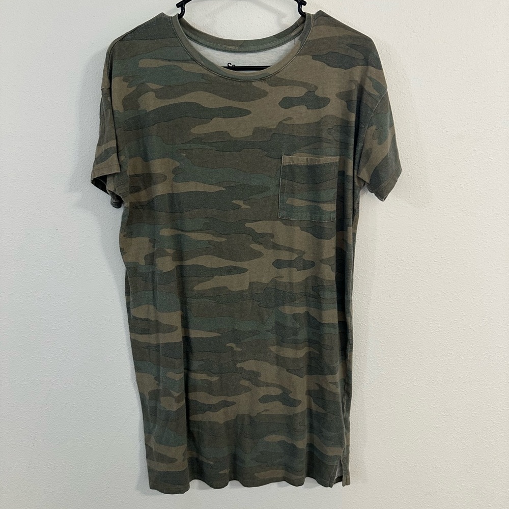 SO Women's Camouflage Short Sleeve T-Shirt Dress